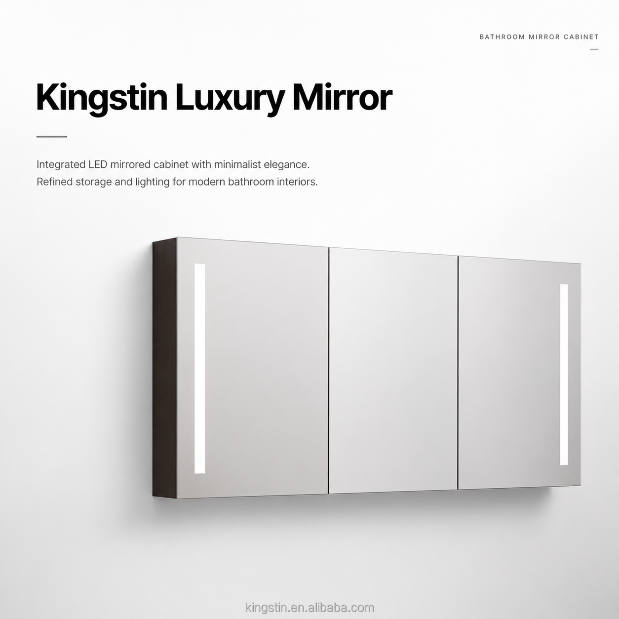 Kingstin Premium Copper-Free Silver Glass Smart LED Mirror Cabinet for Hotels & Home Bathrooms