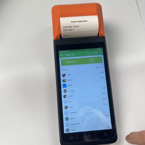 254.5mm*82mm*17mm Wireless POS Device 70mm/S Android Handheld Terminal With Printer