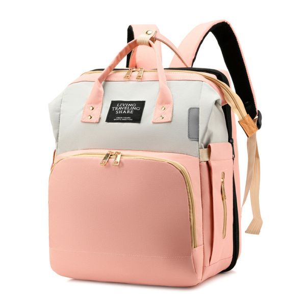 Travel Diaper Backpack Newest Fashionable Style with Waterproof Baby Folding Crib Bed