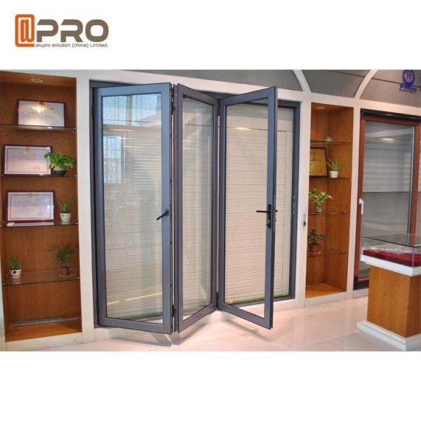 Porta de dobramento de alumínio comercial do revestimento do pó preto com o doo deslizante da dobradura pronta das portas da sala das portas de painel da dobradura do molde