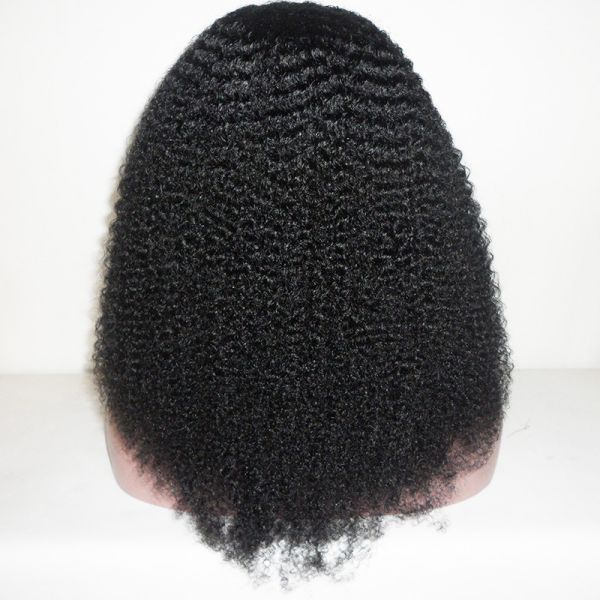Natural Black Top Quality Kinky Curl Texture Peruvian Remy Hair Wigs