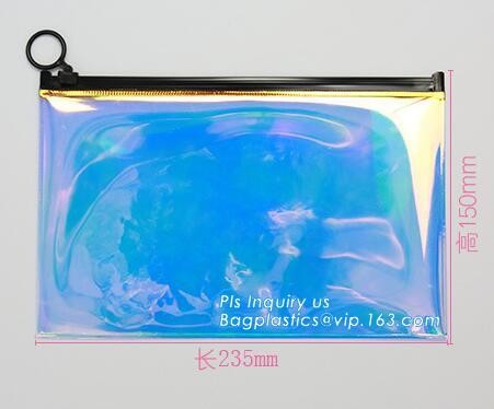 Eva Clear Vinyl Cosmetic Bag Slider Zipper Pencil Bag, Promotional Transparent Cosmetic PVC Bag Slider Zip Bags Clear Tr