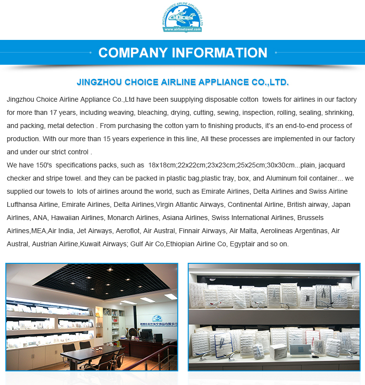 Полотенца устранимого хлопка авиакомпаний руки горячие