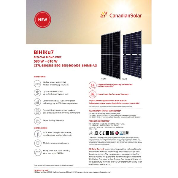 канадец 580W 585W 600 крыша склада панели солнечных батарей 605W 610W ватта установил панели солнечных батарей