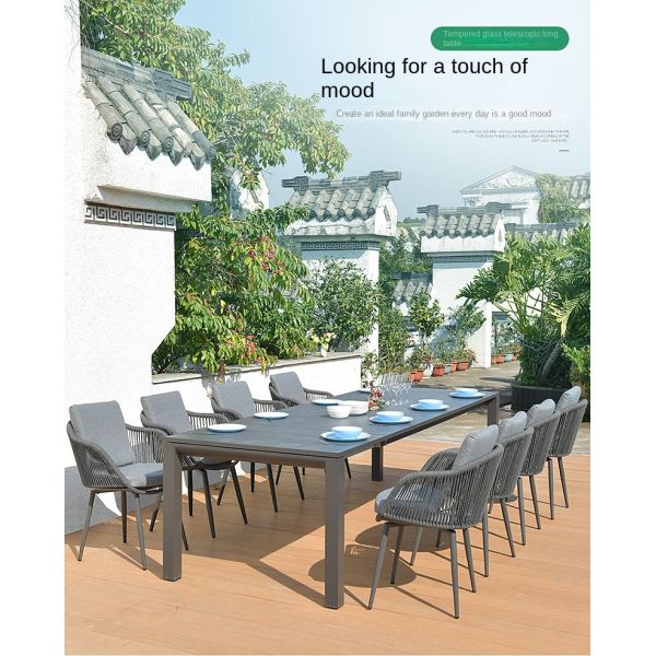 Outdoor Furniture Luxury PE Woven Wicker Chairs And Table Set For Garden Patio Dining