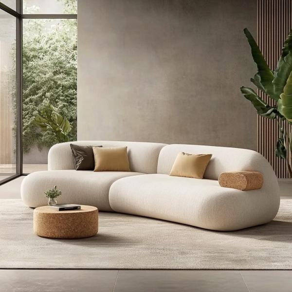 Fabric Covered Density Sponge-Filled Solid Wood Frame Sofa Set For Contemporary Design Home Furniture Villa Living Room