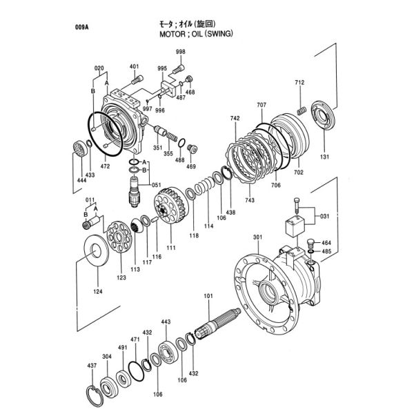 EX300-5 M2X210 Hitachi Crawler Excavator Parts Oil Motor 4371768