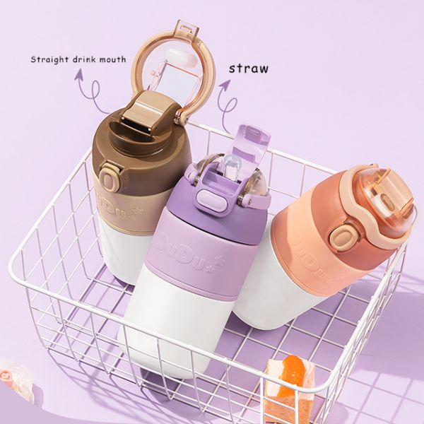 Business Gifts High Grade Double Wall Stainless Steel Water Bottle with Straw Cup Set