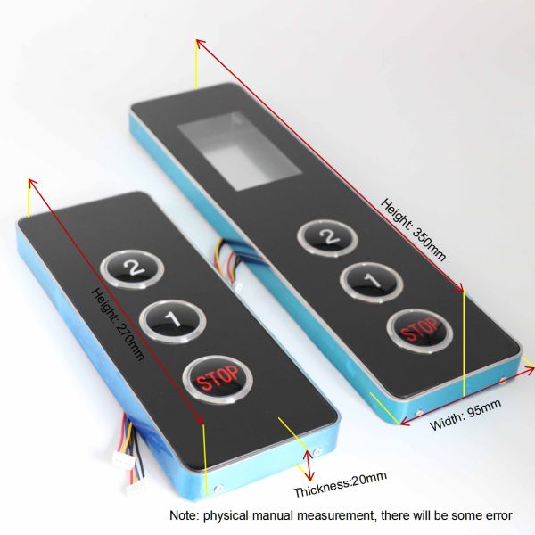 Panel LOP de ascensor de vidrio negro moderno con flechas arriba/abajo y botón de llamada para partes montadas en superficie