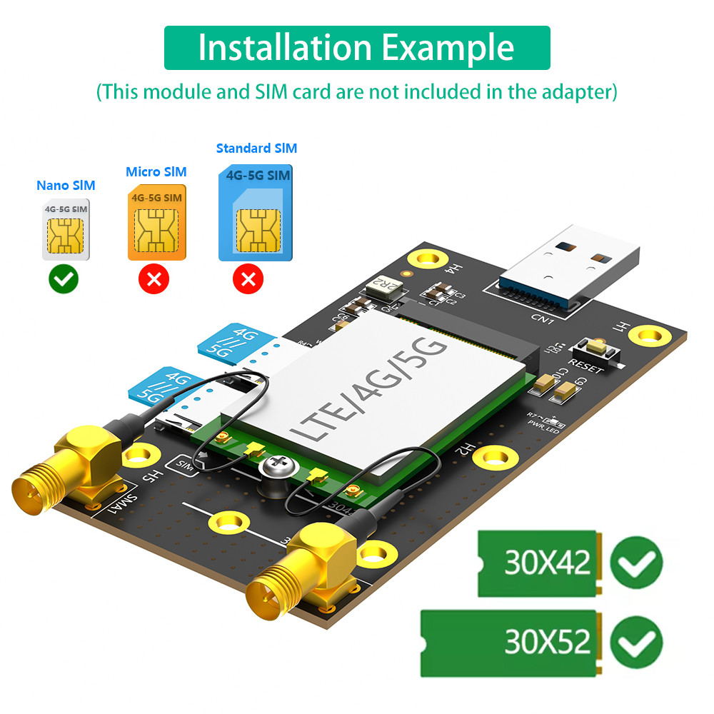 PCI Express Gen 3.0 8 Gbps NGFF M.2 на USB 3.0 адаптер с двойным слотом для SIM-карты NANO