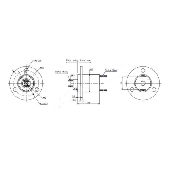 2 A / Circuit Current Rating Small Slip Ring IP 54 Low Electrical Noise