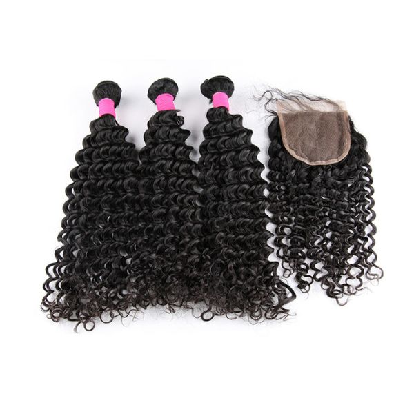 Grade 6A Virgin Hair Deep Wave Style Natural Black 1b# Can Be Dyed Human Hair Extensions