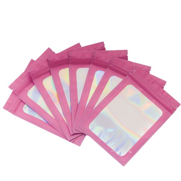 Customized Reusable Ziplock Pouches  Holographic Laser Bags Resealable PE/PET Plastic for Small Businesses' Mylar Packaging