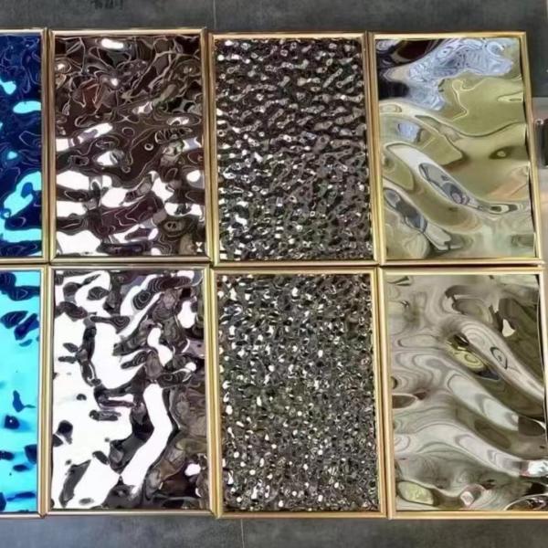 304 Stainless Steel Water Ripple Sheets Gold Pink Rose Gold Color For Decorative Materials
