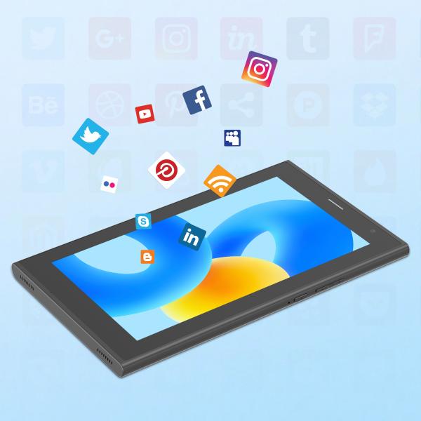 C idea 7 inch Wifi Tablet with Case 8+256GB Storage Quad Core Processor 600x1024 IPS Touchscreen CM524 black