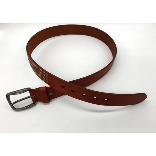 Пояс Fashional реальный кожаный обитый, Браун/оранжевым обитый металлом пояс