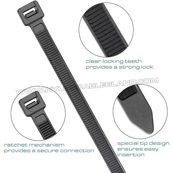 Abraçadeiras 4,8x300mm cinta tira plástica, amarração cabo de nylon 66 ajustável de Ø3,5~80mm (50lbs) para casa, jardim