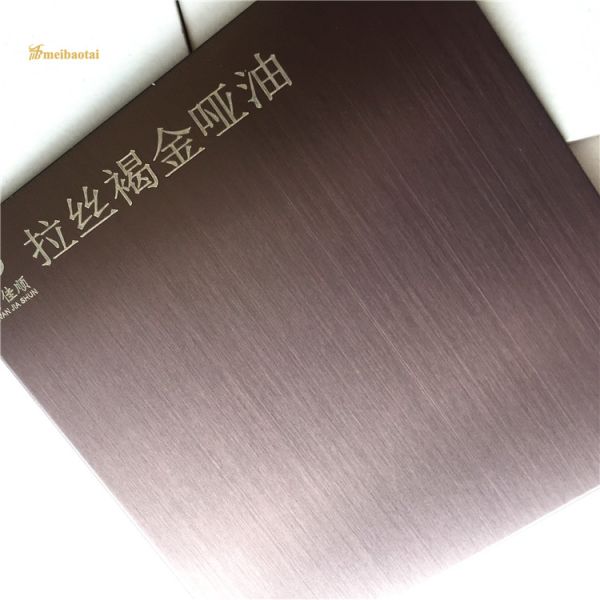 Anti Finger Print Brown Gold Hairline Stainless Steel Sheet 0.65mm Thickness SS Decorative Plate