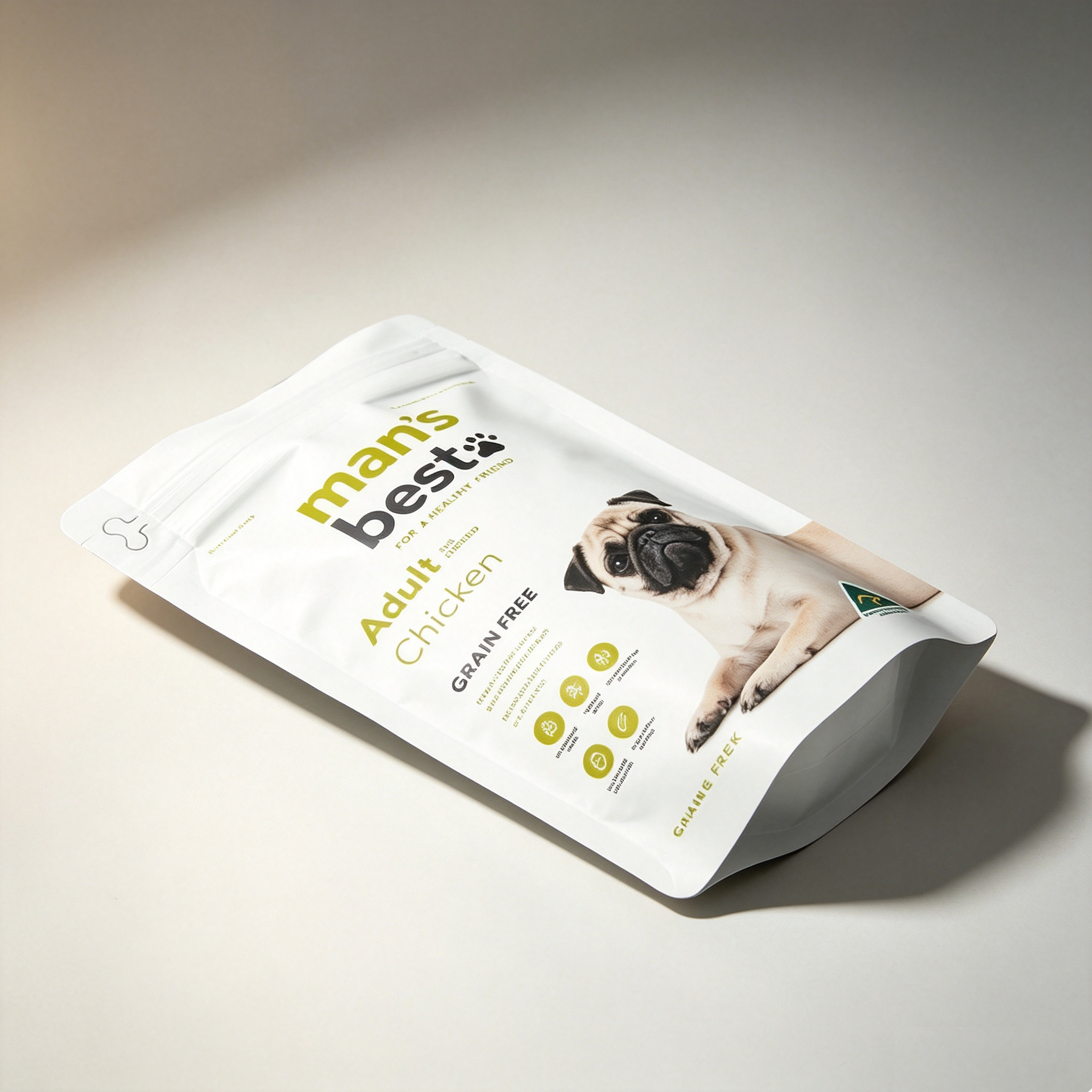 Stand-Up Pet Food Pouches With Pull Tab Zipper | User Friendly Visible Resealable Zip Doypack For Grain Free Dog Cat Food Custom Printed OEM