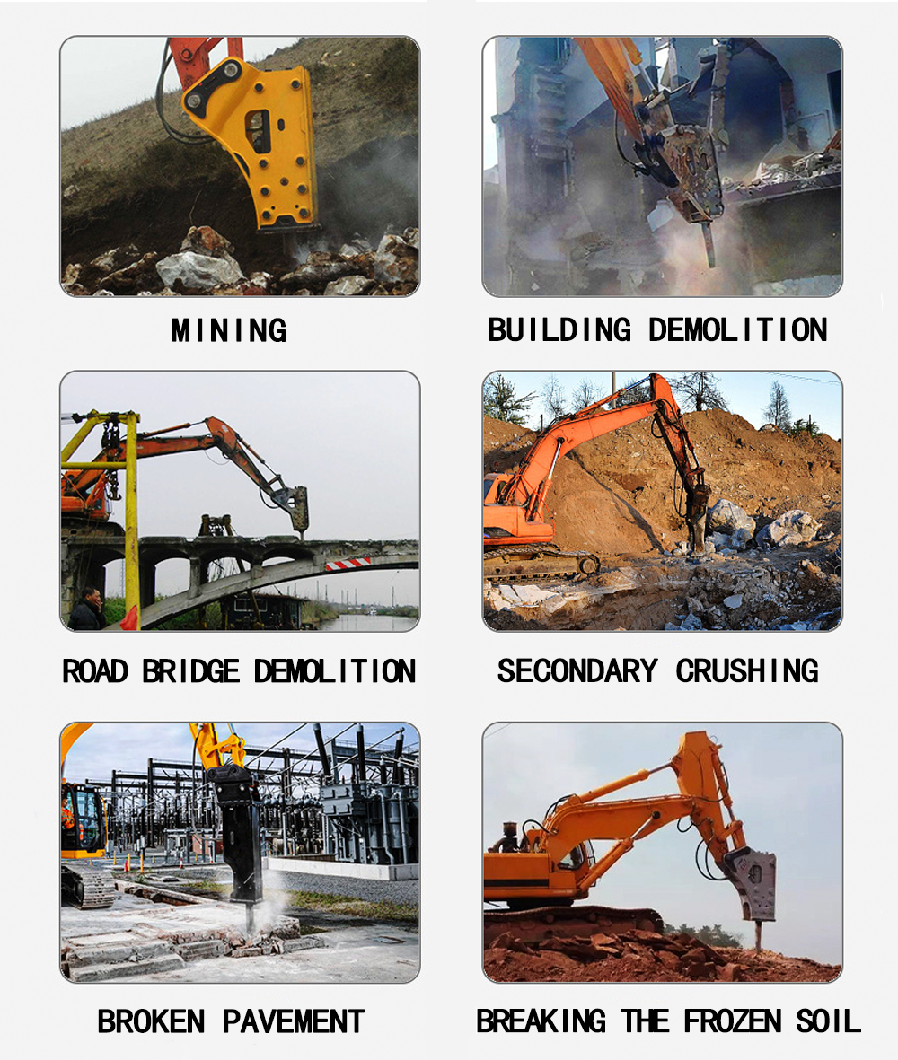 Breaking Hydraulic Hammer Breakers For 0.5-15 Ton Excavators Skid Steers And Backhoes