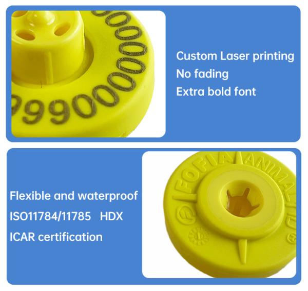 Marques d'oreille électroniques imperméables Rfid ISO11784 animal 50pcs