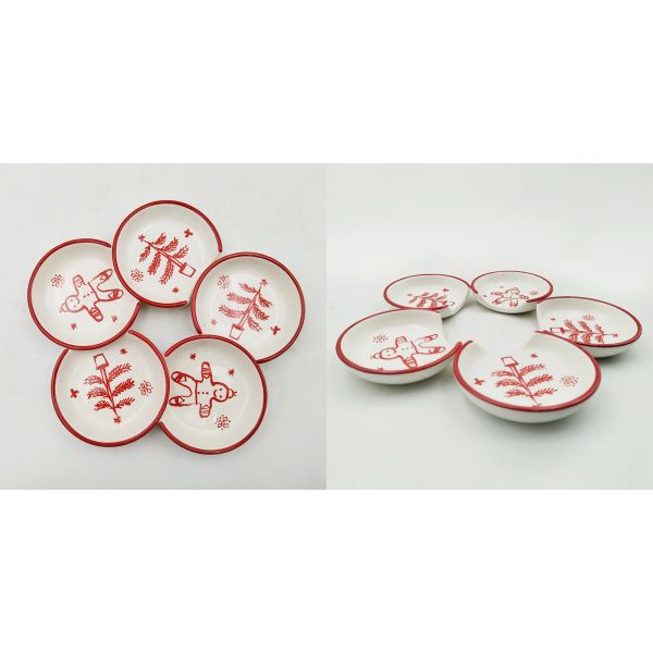 Керамический рождественский столовой набор оптовой фарфоровой посуды с праздничным дизайном праздничной тарелки