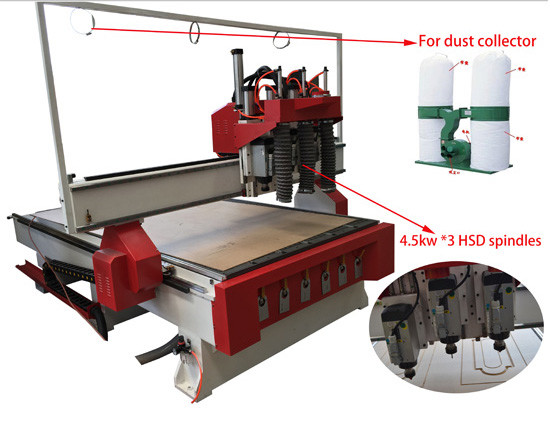 speedy cnc router mdf engraving carving machine with 3 spindles
