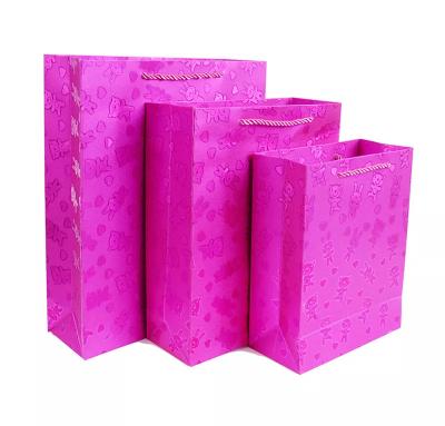 30gsm-160gsm Rose Pink Blue Glitter Gift Bags For Supermarket