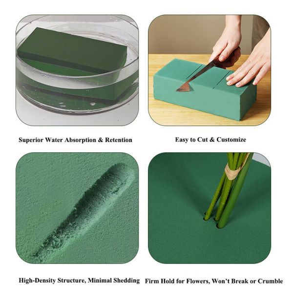Green Wet Floral Foam Blocks 20kg/M3-30kg/M3 Flower Wet Foam Bricks High Absorption