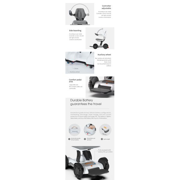 Aluminum Alloy Remote Control Electric Wheelchair Lithium Battery Lift Standing For Elderly