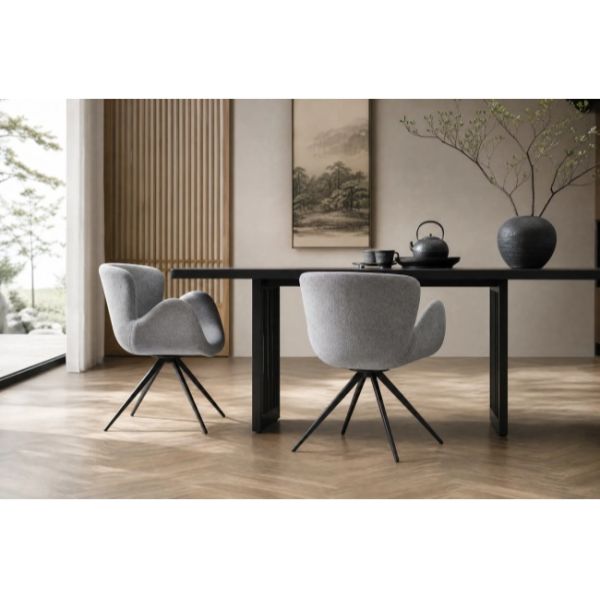 Swivel Restaurant Dining Chair Metal Frame Fabric Dining Chair For Hotel