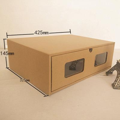 O empacotamento da roupa do cartão da gaveta de Kraft corrugou Shoebox com janela parcial