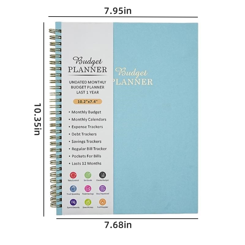 B5 Spiral Bound Monogrammed Custom Leather Notebook Expense Tracker Journal With Stickers