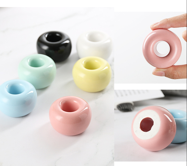 Household Ceramic Toothbrush Holder Set Stand With Pink Blue Green Color