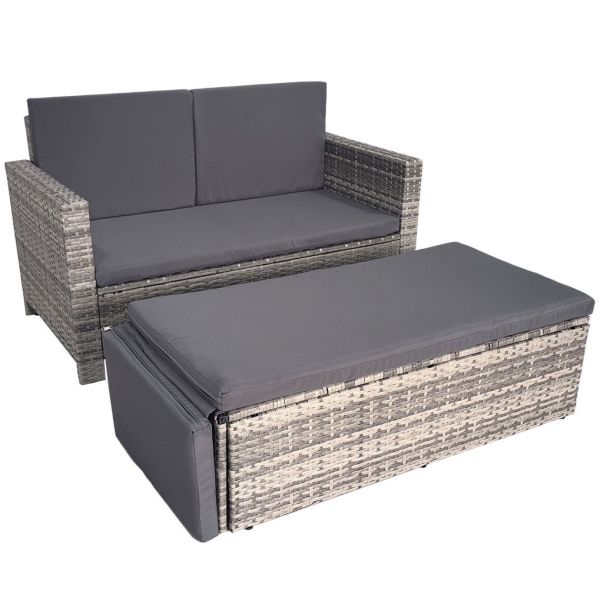 Furniture Wholesaler Outdoor Living Seating Sectional Poly Rattan Wicker Garden Chair China Customized Love Chair and Bench