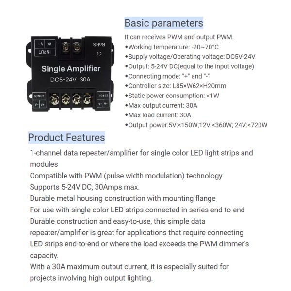 цвет усилителя прокладки СИД случая утюга 30A одиночный затемняя для Monochrome светлой прокладки
