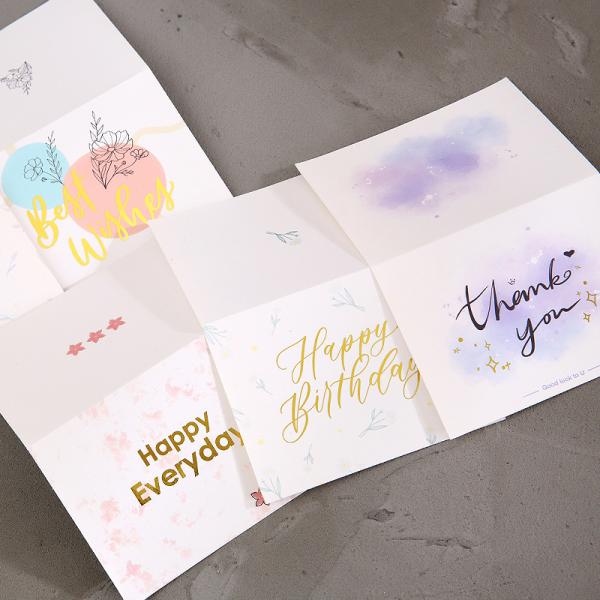 Gold Foil Stamped Greeting Cards Set with Floral Designs