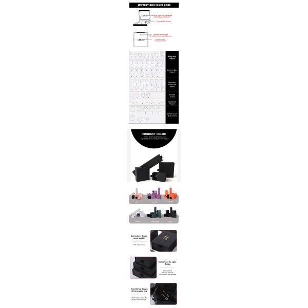 Caja de joyería rectangular Caja de joyería de papel cuadrado de color rosa ecológica