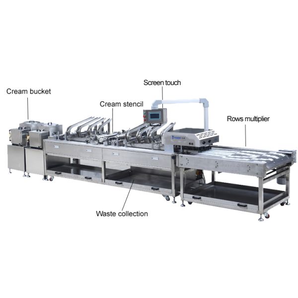 High Speed Biscuit Sandwiching Machine Four Lane One Color Cream Biscuit Making Machine