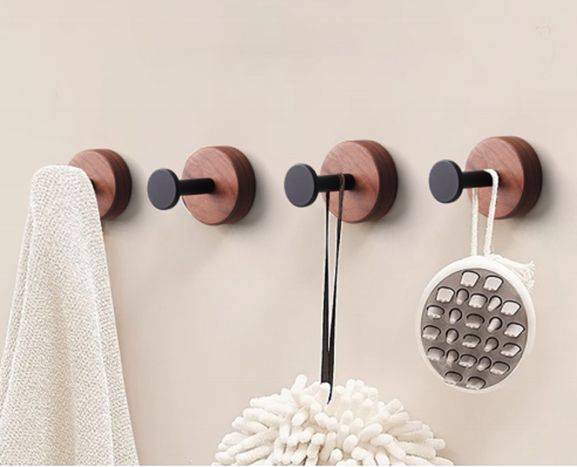 Minimalist Metal Wall Hooks Self-Adhesive Waterproof Single Hook for Clothing 4.5cm Square and Round Design