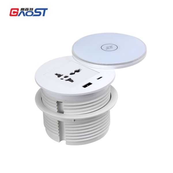 Recessed Power Outlet with PD 30W USB C and 15W Wireless Charging Desk Power