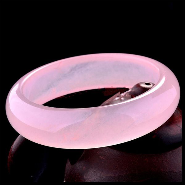 Art Collectible Pink Hibiscus Bracelet Natural Violet Jade Bracelet A Grade Jade Jewelry Bracelet Women