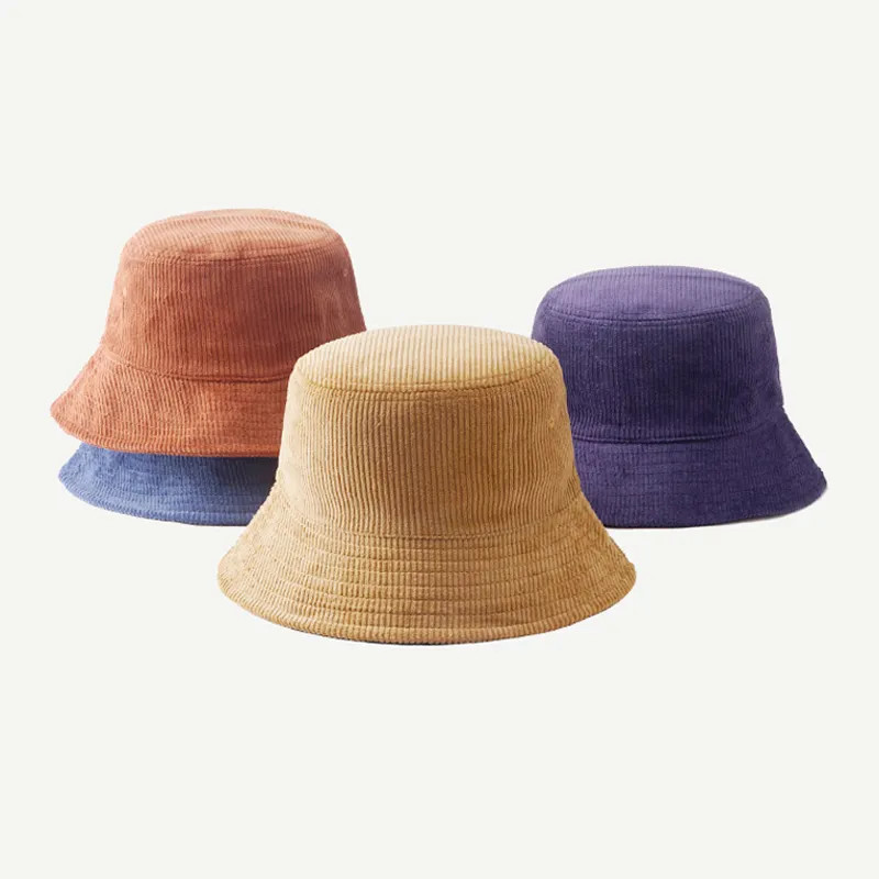 Street Style Corduroy Bucket Hats Blank Unconstructed Custom logo
