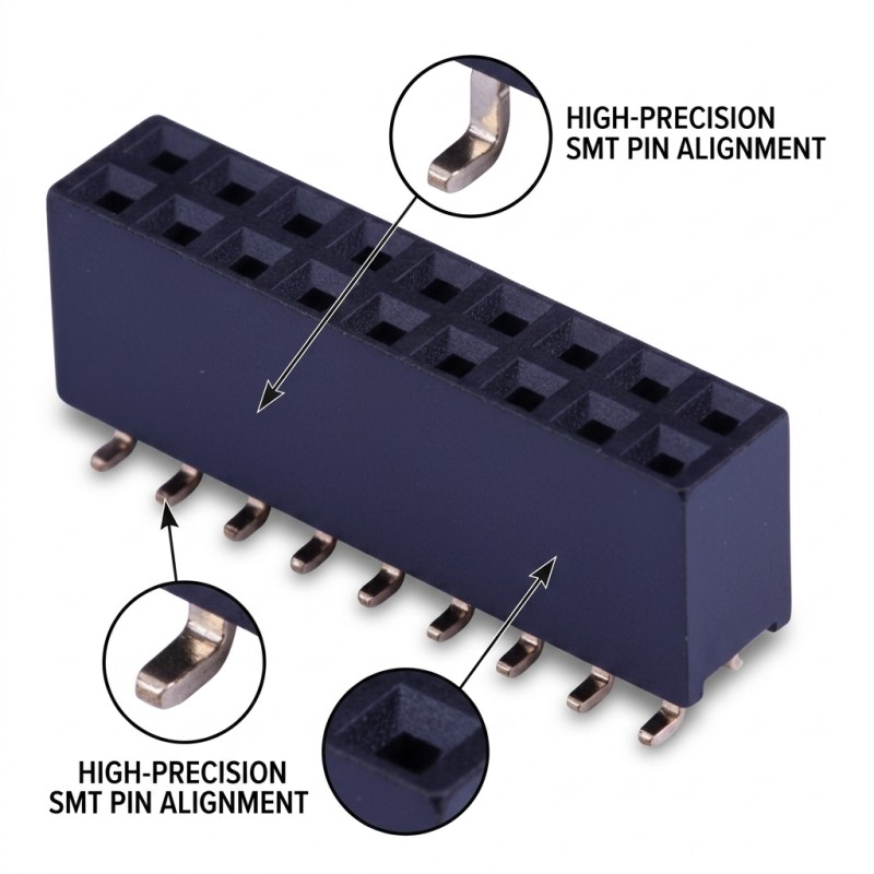 SMT Surface Mount 1.27MM Pitch Female Header Connector Dual Row Gold Flash PA6T PCB Assembly