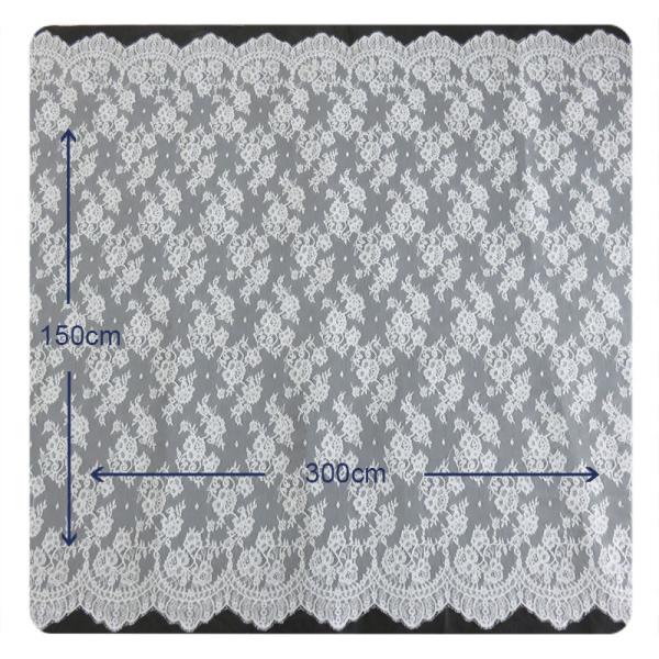 Chantilly Lace Fabric Eyelash Lace Trim For Womens Dress , White And Gray