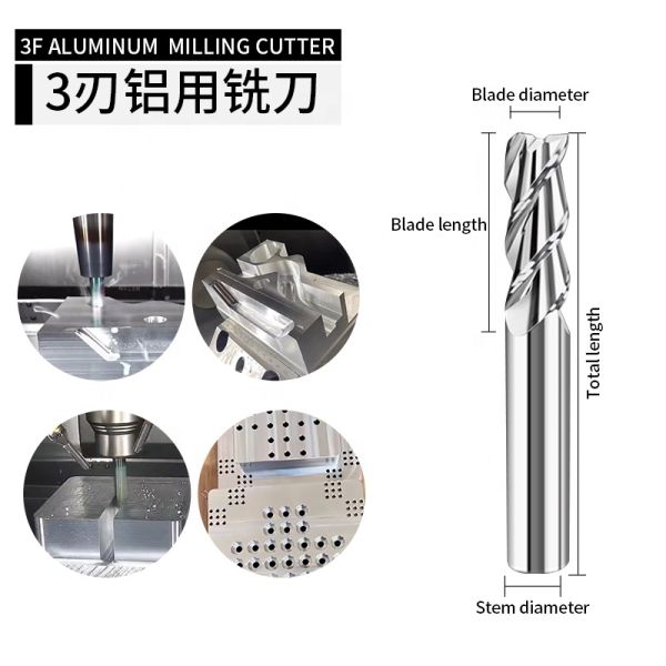 U Groove Three Flutes Carbide Bit Carbide End Mills For Aluminum Customized Size