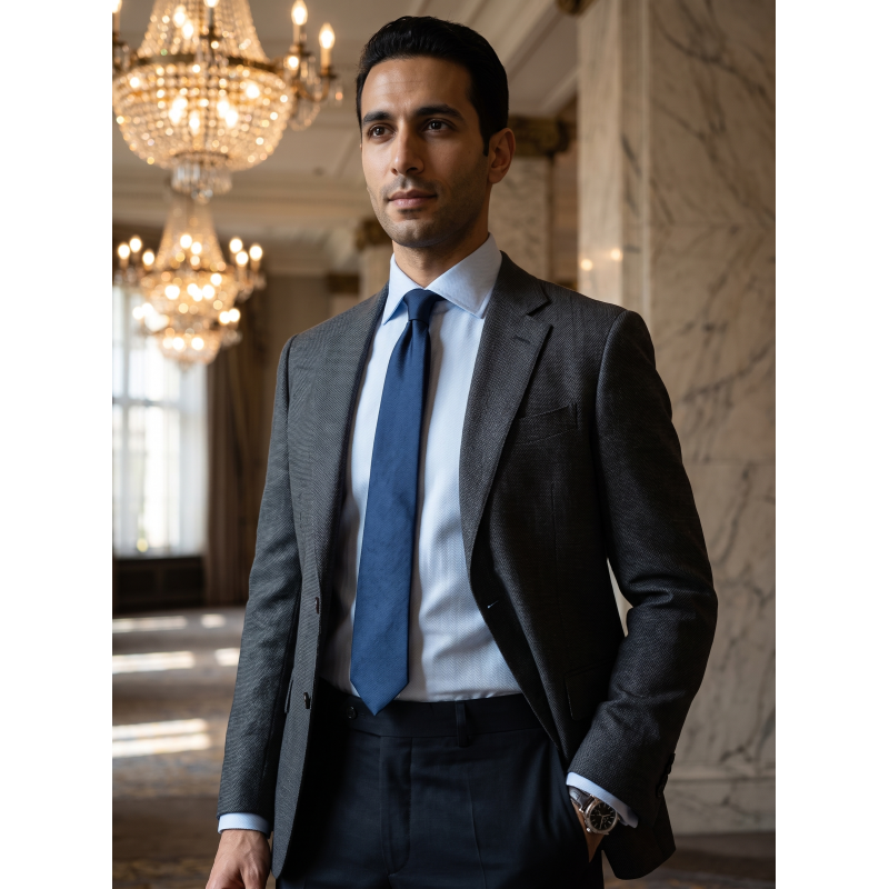 CVC Series Herringbone Jacquard Fabric 165gsm Blue Shirt Fabric
