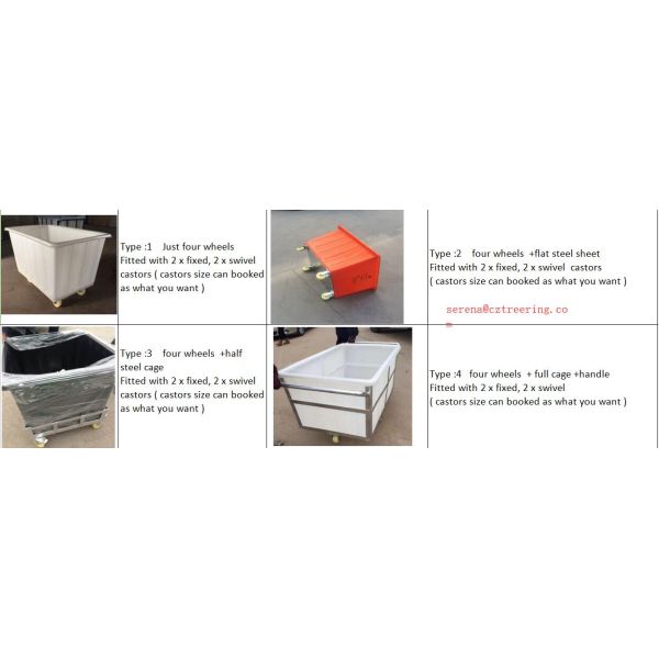 сверхмощная пластиковая вагонетка прачечной 500кг на колесах для ткани промышленного ЛЛДПЭ