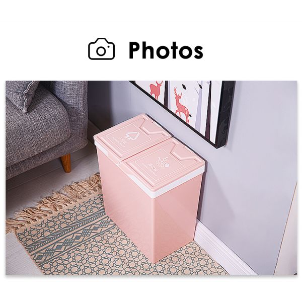 Structure Open Top Household Kitchen Dry and Wet Classified Plastic Trash Can With Lid