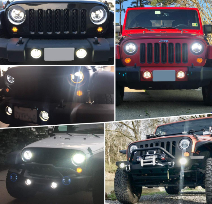 Auto Car Parts Auto Lighting System 12 Volt Cars Led Lens Fog Light Driving Lights Compatible with Jeep Wrangler